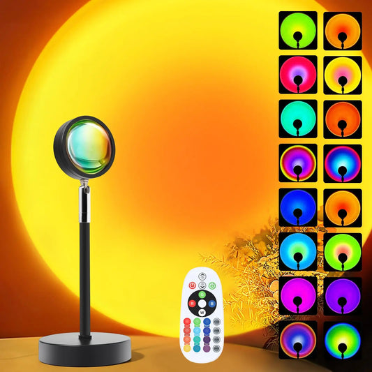 Sunset Lamp Projector – 16 Color LED Mood Light for Photos & Room Decor