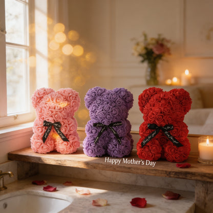 Artificial Flower Eternal Rose Teddy Bear for Mom Mother's Day