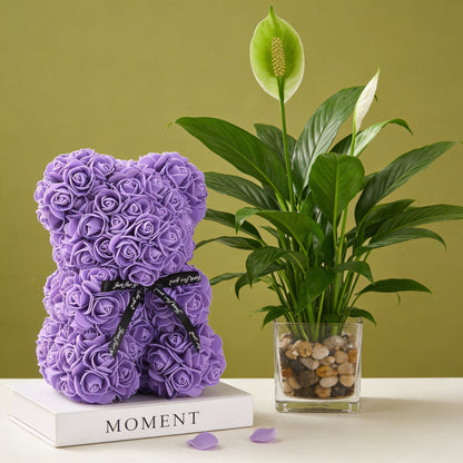 Artificial Flower Eternal Rose Teddy Bear for Mom Mother's Day